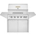 A stainless steel Crown Verity natural gas grill with two doors.