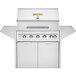 A stainless steel Crown Verity portable outdoor grill with two doors.