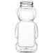 A clear plastic bear shaped container with a lid.
