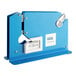 A blue metal Lavex Bag Sealing Tape Dispenser with white plastic handles.