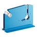 A blue plastic Lavex Bag Sealing Tape Dispenser with white plastic parts and a metal handle.