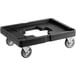 a black plastic cart with wheels