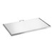 A clear rectangular lid with a metal handle.