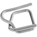 A close-up of PAC Strapping Products wire buckles for strapping, a metal square piece.