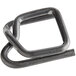 A close-up of a black metal square wire buckle.