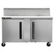 A stainless steel Traulsen refrigerator with 2 doors on a counter.