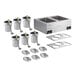 A stainless steel ServIt countertop food warmer with six containers and six ladles.
