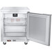 A white Beverage-Air worktop freezer with a door open.