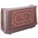 A brown and silver Cambro portable bar with a soda gun and cold plate.
