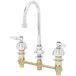 A T&S deck mount medical faucet with two lever handles.