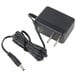 A black power cord with a black rectangle on it.