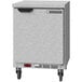 A Beverage-Air silver stainless steel worktop freezer with a black handle.