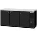 A black Beverage-Air back bar refrigerator with three doors.