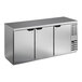 A stainless steel Beverage-Air back bar refrigerator with three doors.