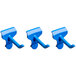 Three blue plastic Toolflex hooks.