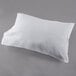 A white Oxford T250 Superblend satin mercerized cotton and polyester queen size pillow case on a gray surface.