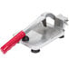 A Vollrath Red and Metal Oyster Shucker with a red handle.