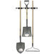A Toolflex One tool organizer with three black tool holders holding a shovel and rake.