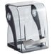 A clear plastic container with a silver handle.