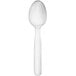 Sola 18/0 Stainless Steel Heavy Weight To-Go flatware with a white handle and silver spoon.