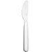 A Sola stainless steel butter knife with a white handle.