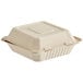 A white square Footprint Bagasse take-out container with a lid.