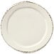 A white Libbey melamine plate with brown speckled edges.