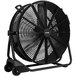An XPOWER black drum fan on wheels.