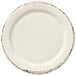 A white Libbey melamine plate with brown speckled edges.