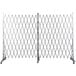 A pair of Versare Lock-N-Block folding metal security gates with wheels.