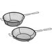 An Outset black wire grill basket and skillet with a black handle.