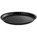 A black round Solut serving platter with a black rim.