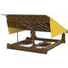 A yellow and brown Vestil mechanical dock leveler with a yellow cover.