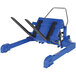 A blue Vestil battery-powered pallet tilter with black handles.