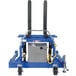 A blue and black Vestil Tilt Master pallet tilter with buttons and a black knob.