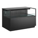 A black Structural Concepts refrigerated self-service air curtain merchandiser with a glass top.