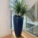 A Neptune Blue Mayne Modesto planter with a plant inside.