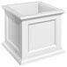A white square box with a square bottom.