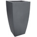 A rectangular graphite grey planter with a square top.