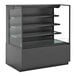 A black Structural Concepts display case with glass shelves.