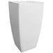 A white square Mayne Kobi planter with a rectangular base and a hole in the middle.