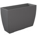 A rectangular grey Mayne Kobi trough planter with a black base.