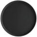 A black round Choice polypropylene non-skid serving tray.