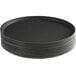 a stack of black plates