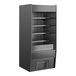 A black Structural Concepts refrigerated air curtain merchandiser with black and silver shelves.
