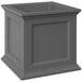 A graphite grey square planter with a square base.