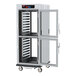 A Metro C5 holding cabinet with clear glass Dutch doors.