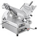 A Sirman Canova heavy-duty automatic meat slicer with a metal blade slicing meat.