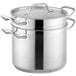 A Vigor stainless steel pasta cooker pot with two handles and a lid.