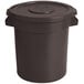 A brown plastic bin with a lid.